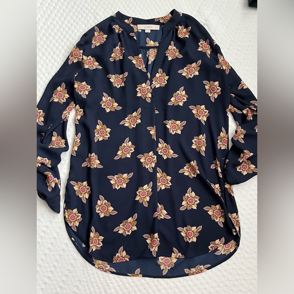 Navy Floral Blouse